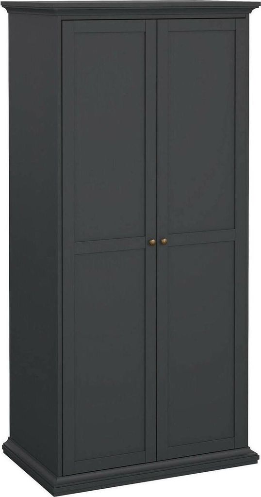 Kleiderschrank 2 Türen Albiolo, Schlafzimmermöbel, Schrank, Garderobe, 96x61 h201 cm, Grau