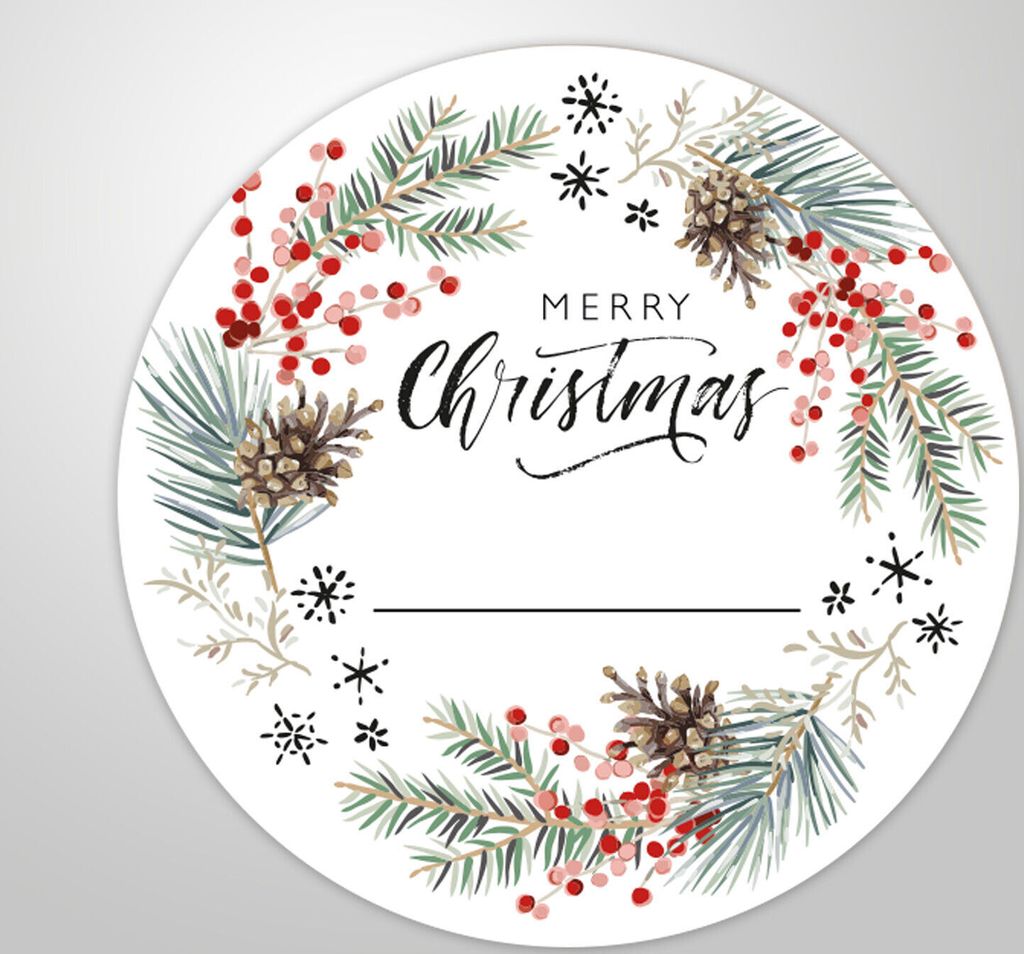 24x hochwertige Etiketten "Merry Christmas" XL hohe Produktbild 