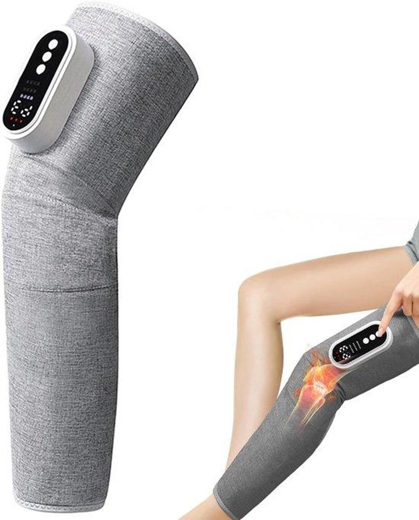 Elektrische Beenmassagegerät mit drei Paus- und drei Intensitäts- und Temperaturstufen für entspannte Beinmuskeln (Grau).