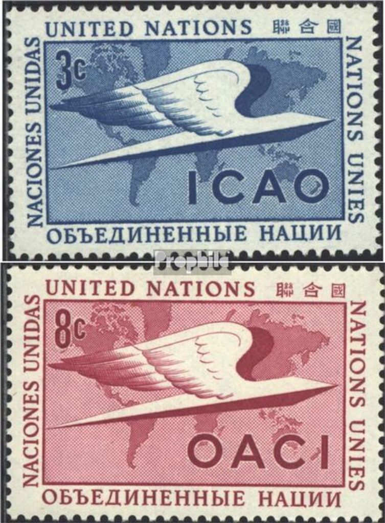 Briefmarken UNO - New York 1955 Mi 35-36 (kompl.Ausg.) postfrisch ICAO