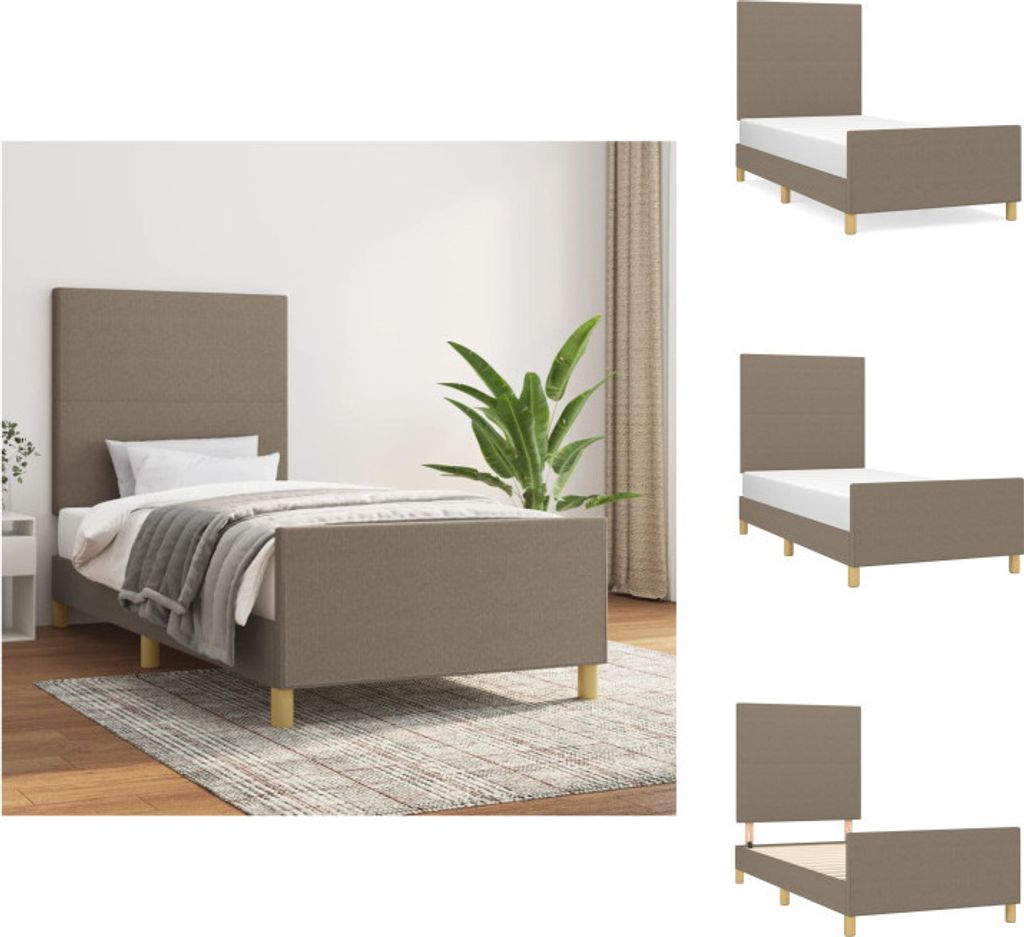 vidaXL Bettgestell mit Kopfteil Taupe 100x200 cm Stoff -  Produktbild 