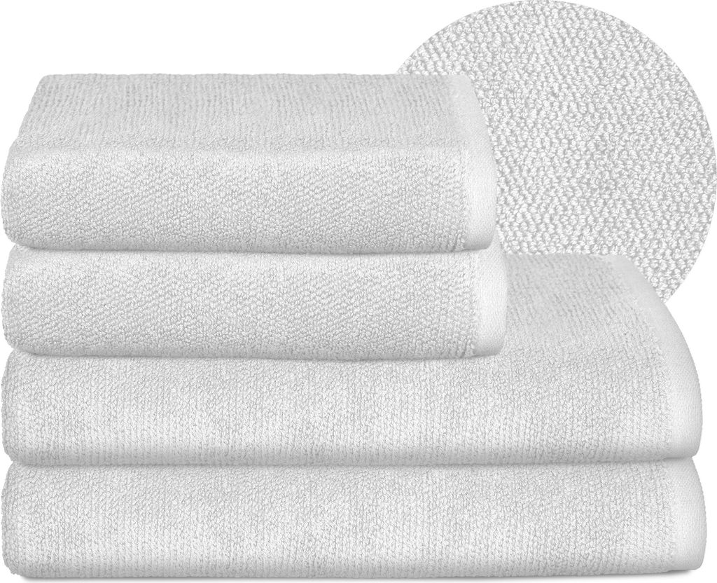BEAUTEX Handtuch-Set Premium Frottier Sets, Europe, 100% Baumwolle 550g/m², Oeko-TEX ,Weiß,Set: 2 Hand-, 2 Badetücher