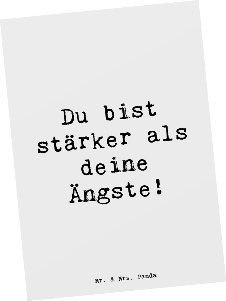 Mr. & Mrs. Panda Postkarte Spruch Angst überwinden - Weiß - Geschenk, Zuversicht, Trost, Postkarten, Motivation, Grußkarte, Selbstbewusstsein, V...
