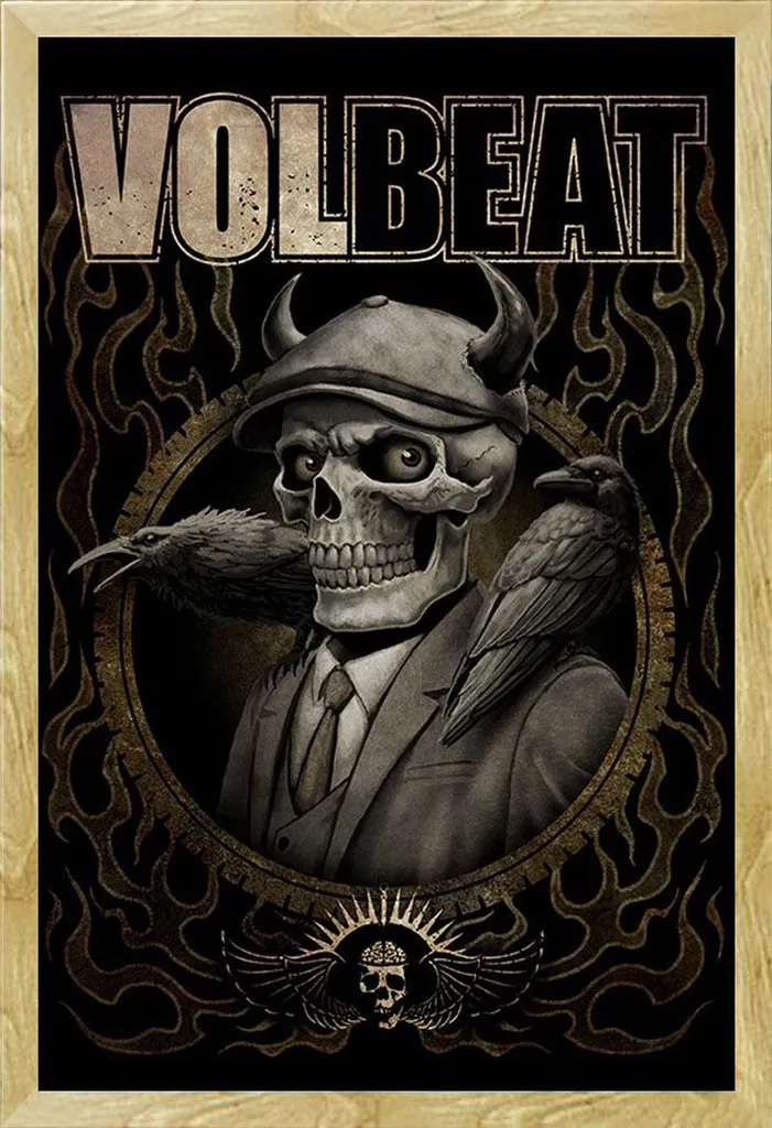 Poster Volbeat Skeleton avec cadre Shinsuke Maxi MDF hêtre 61x91,5 cm