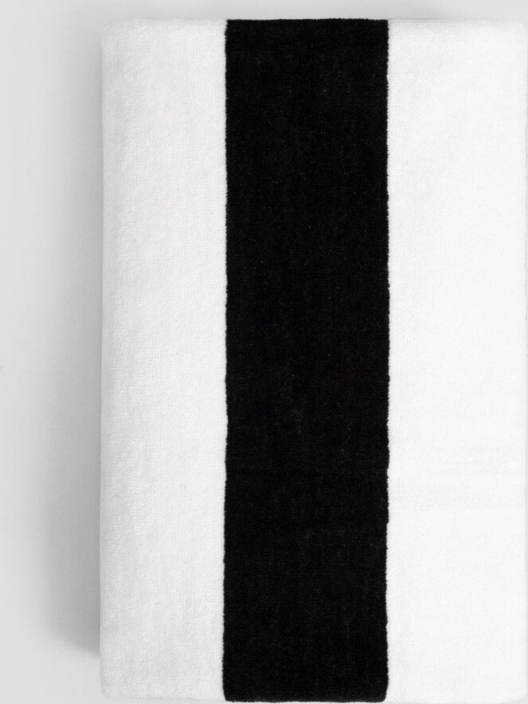 HOMLA LAWENA ručník s černými a bílými pruhy 100x150 cm Obrázek produktu 