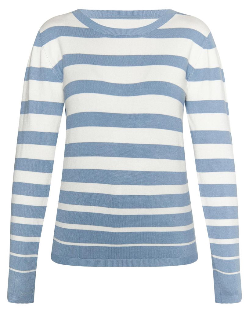 Mutha Damen Strickpullover - blau-weiß, XL