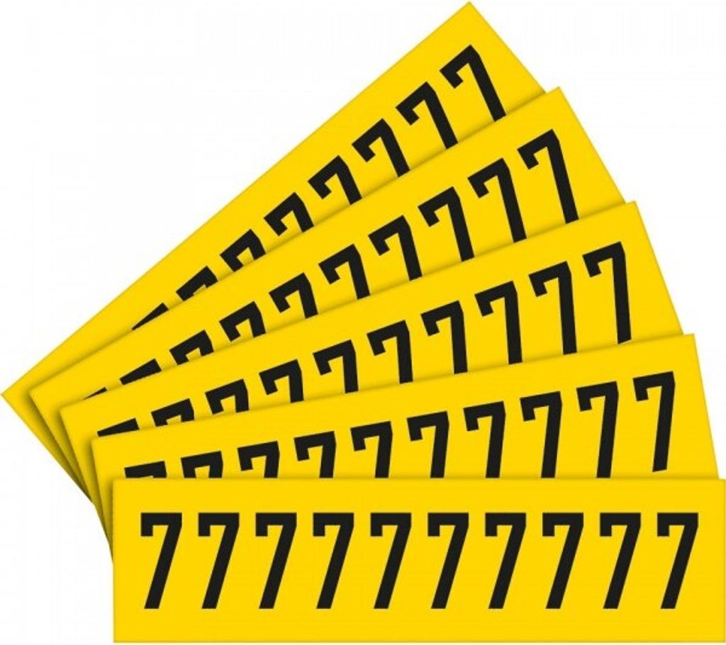 Dreifke Aufkleber I Selbstklebende Ziffer 7, gelb/schwarz, Folie, Schrifthöh...