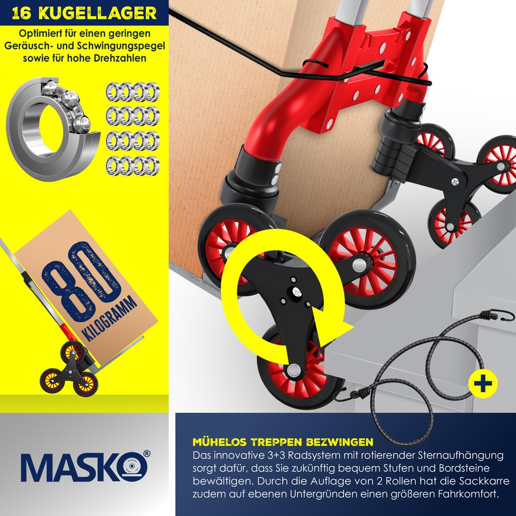 MASKO® Stufen-Sackkarre Treppenkarre Klappbar 80 kg Produktbild 5