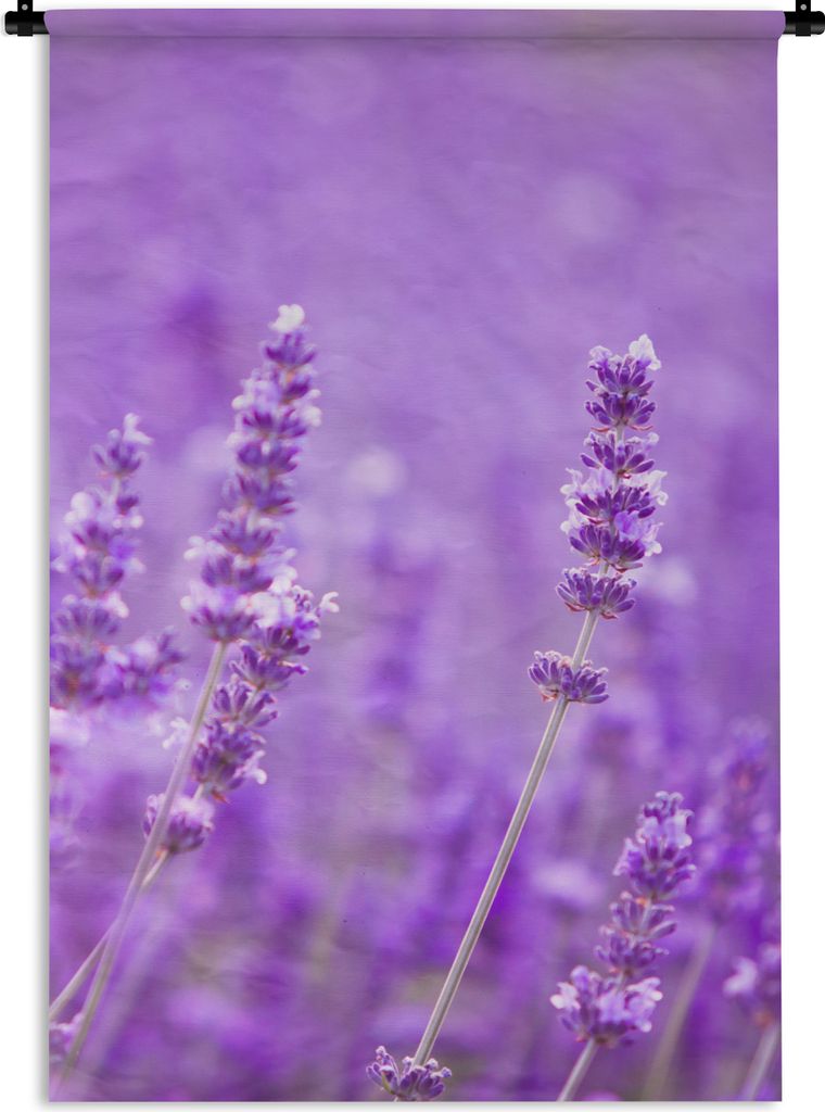 MuchoWow Wandteppich Wandbehang Lavendel - Nahaufnahme - Blumen - Lila 90x135 cm Tapisserie Dekoration Wandtuch - Baumwolle - Wandskulptur