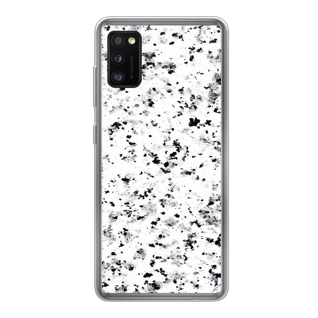 MuchoWow Handyhülle Schutzhülle Hülle für Samsung Galaxy A41 Marmor - Punkte - Weiß Silikon Softcase Handy Hülle - Mobiltelefon