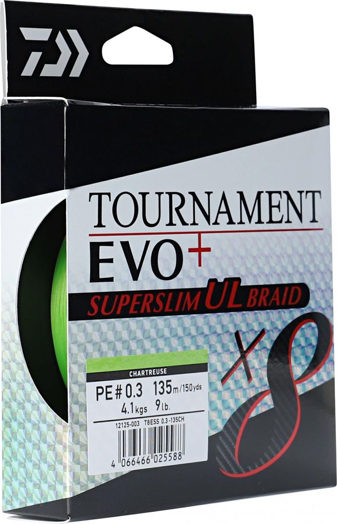 Daiwa Schnur Tournament x8 EVO+ SUPER SLIM UL Braid PE 0.5 -135m Chartreuse