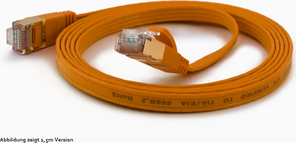 Câble réseau CAT6 plat orange 0,50m pour installation discrète courte
