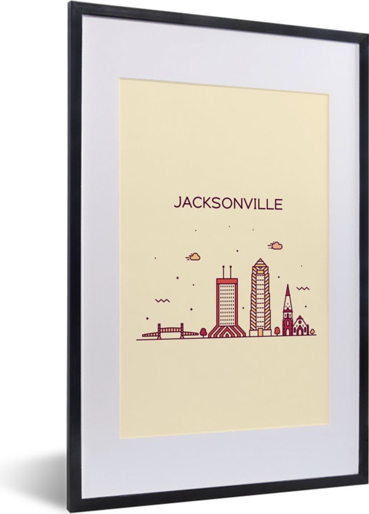 MuchoWow® MuchoWow® Gerahmtes Poster Skyline - Jacksonville Produktbild 