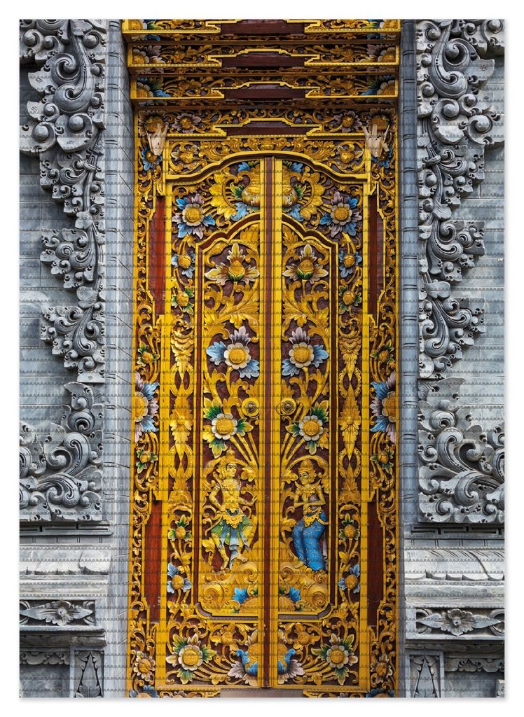 Wallario Duschmatte Antirutschmatte Badmatte Fußmatte Bunte buddhistische Tempeltür, Größe ca. 70 x 50 cm