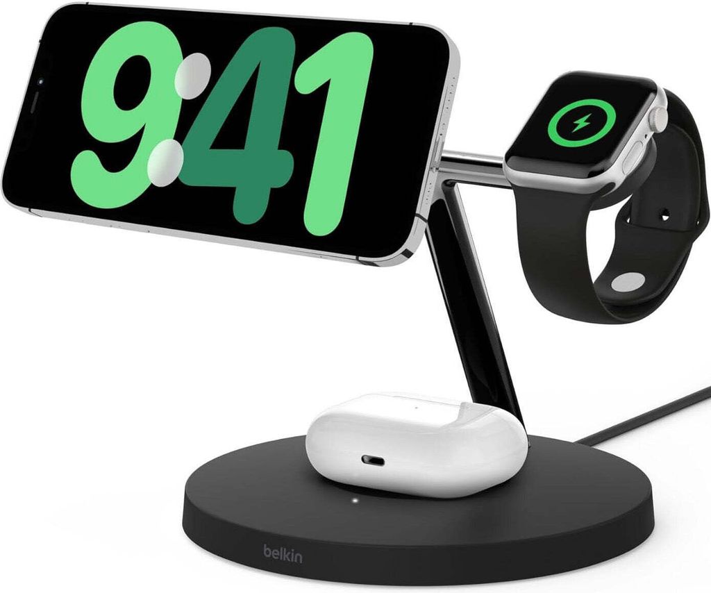 Belkin Bezprzewodowa Ładowarka 3W1 Magsafe 15W Czarna Zdjęcie produktu 