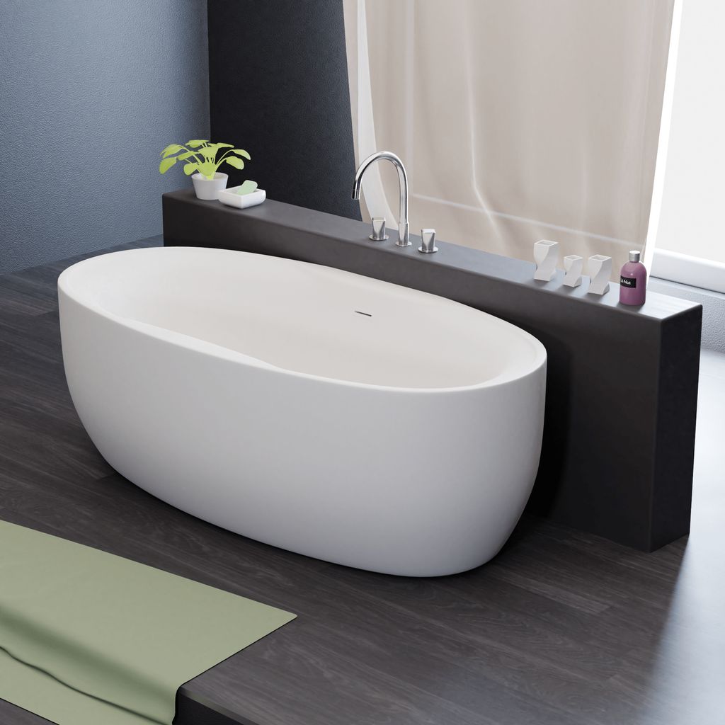 TroniTechnik Freistehende Badewanne DOKOS Maße ca. 180 x 100 x 60cm Wanne - Füllmenge 210 Liter, aus Acryl mit Siphon