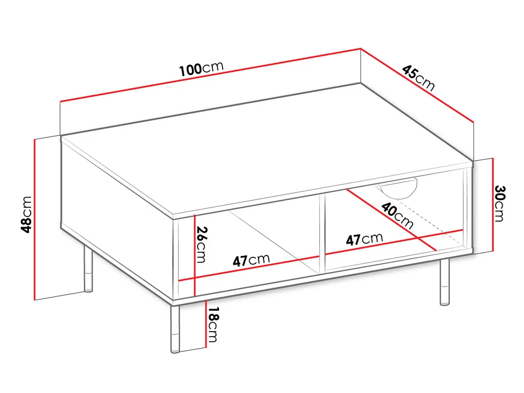 Table basse RALLS noir mat sur pieds – Acier durable et style épuré - 3