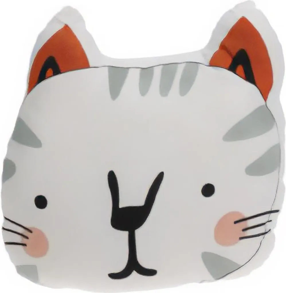 Oreiller enfant idéal pour la sieste à l'école motif chat blanc coton