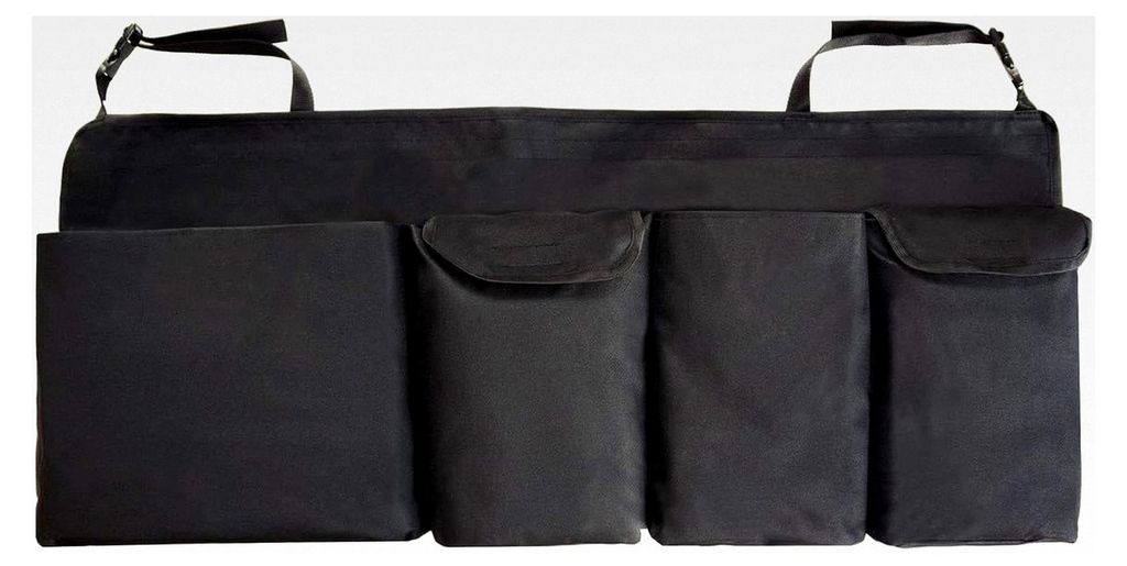 Universeller Kofferraumorganizer für Autos mit großen Taschen, Kofferraumtasche in Schwarz, 40 x 100 cm