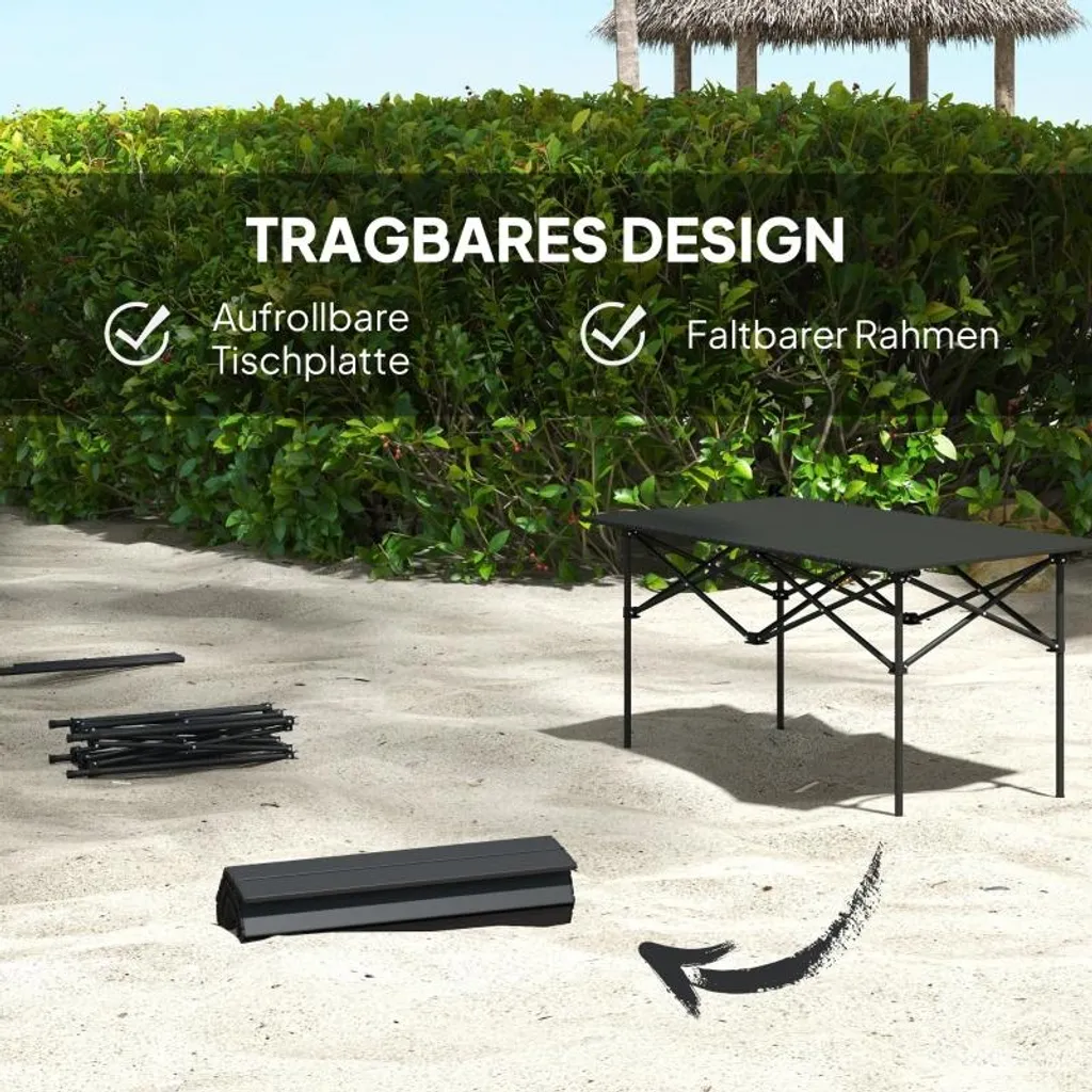 Fortuna Lai Table Camping Pliante 95x55cm - Table Aluminium Noire X