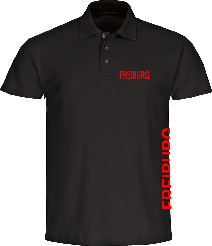 multifanshop Poloshirt - Freiburg - Brust & Seite, schwarz, Größe 5XL