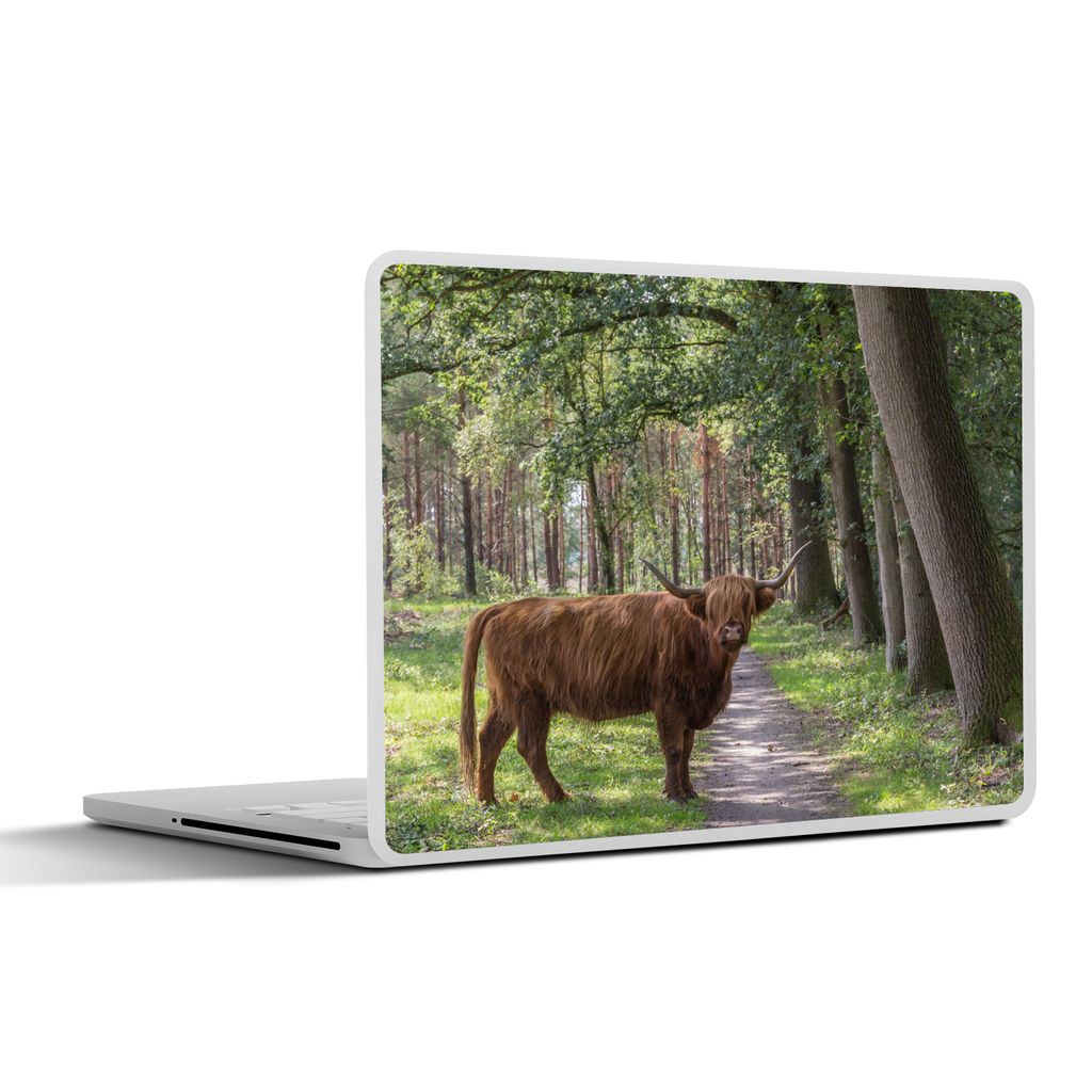 MuchoWow Laptop Aufkleber Sticker Cover Schottischer Highlander - Kröte - Baum 25x18 cm - Laptop-Deko