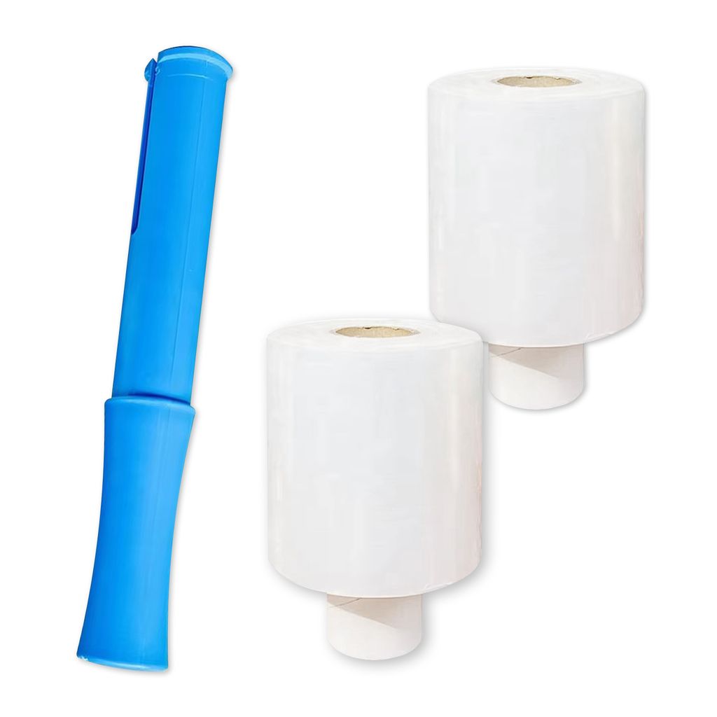 ARLI 2x Stretchfolie Mini 100 mm x 150 m - 20 my Transparent Handstretchfolie inkl. 1x Handabroller