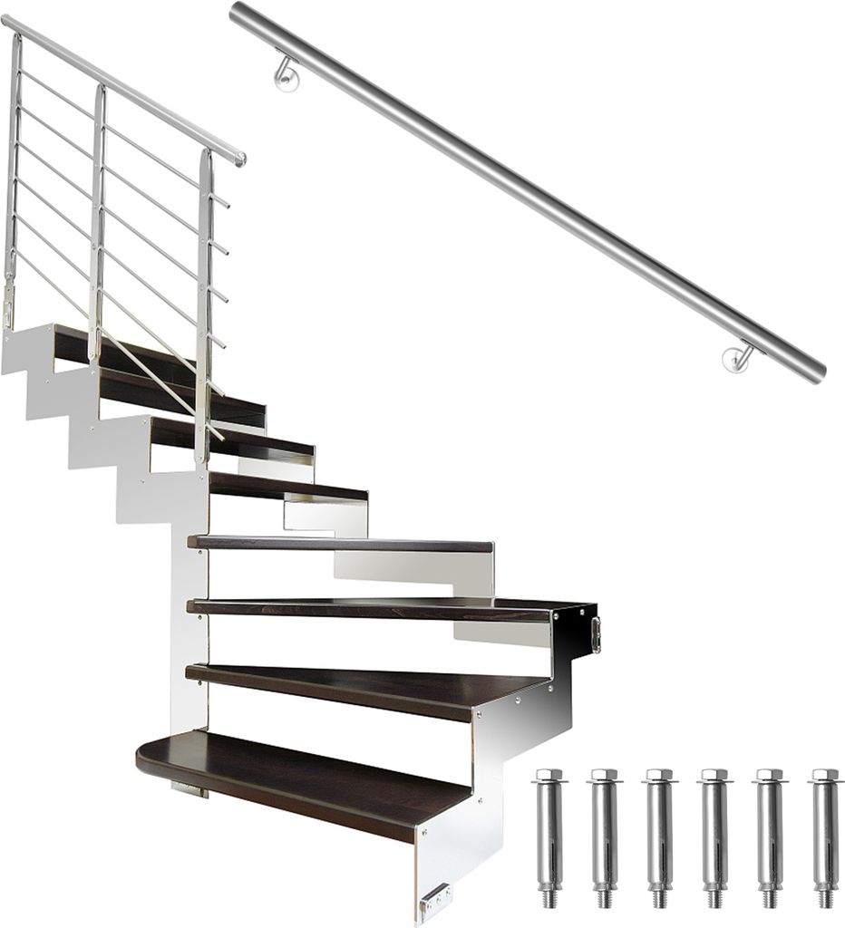Hengda Edelstahl Handlauf 50 - 200 cm Treppengeländer Innen Produktbild 
