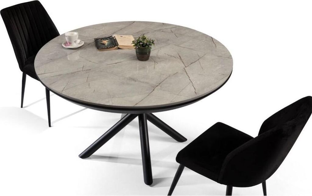 Esszimmertisch Ausziehbarer Esstisch Rund Küchentisch Holz Grau Neu