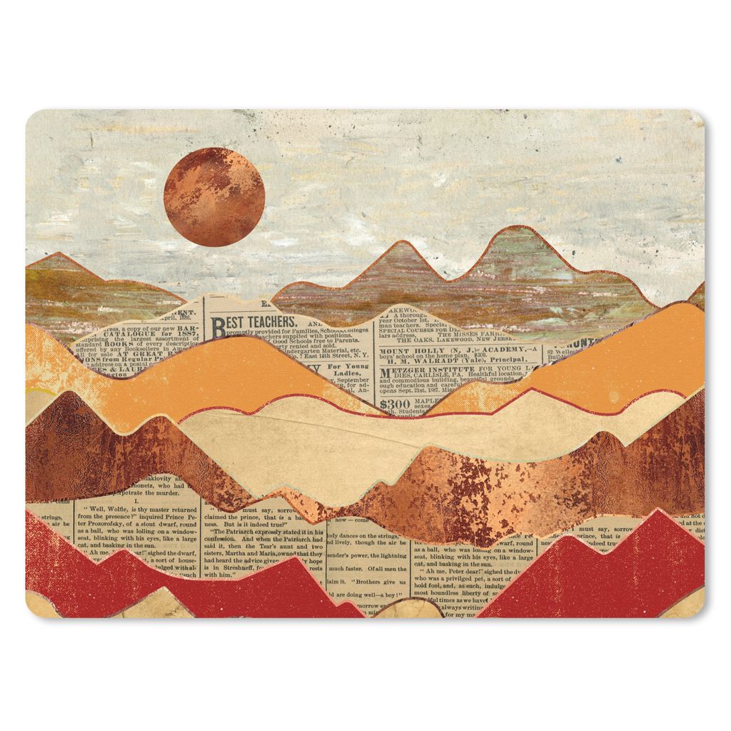 MuchoWow Mauspad Mousepad Vintage - Zeitung - Bronze - Abstrakt - Landschaft - Farben 40x30 cm - Mousepads - Maus Mat - Pad - Mausunterlage - Ant...