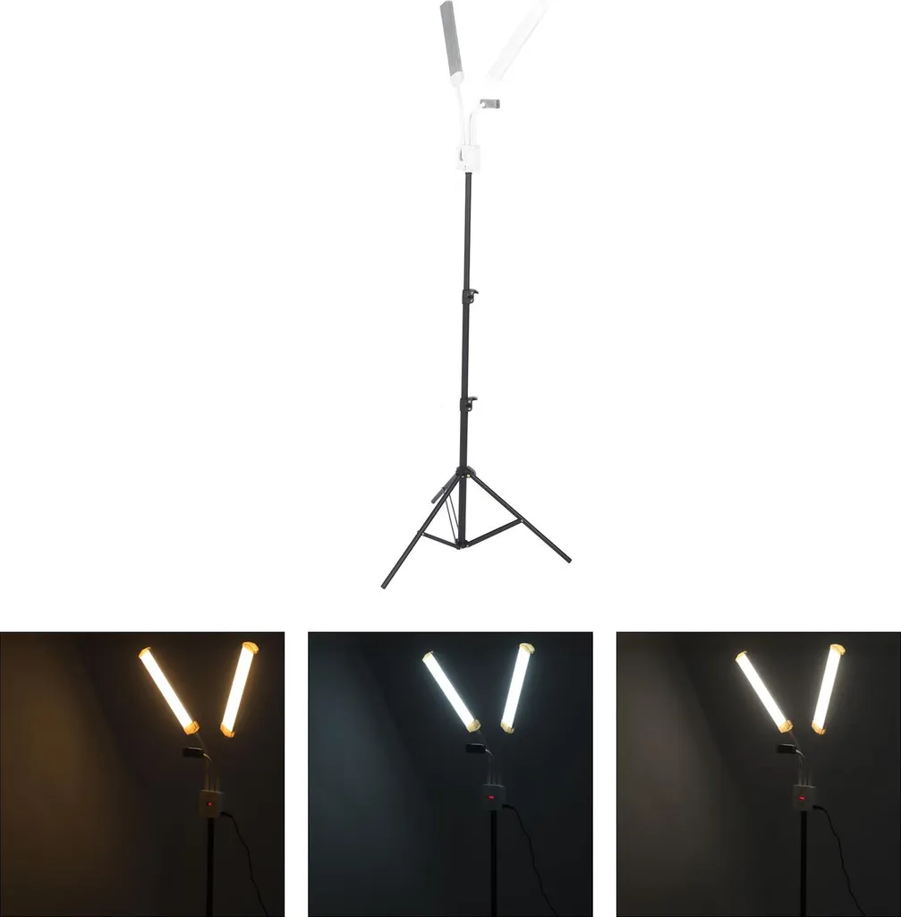 Éclairage de maquillage LED pliable avec bras doubles et support tel - 3
