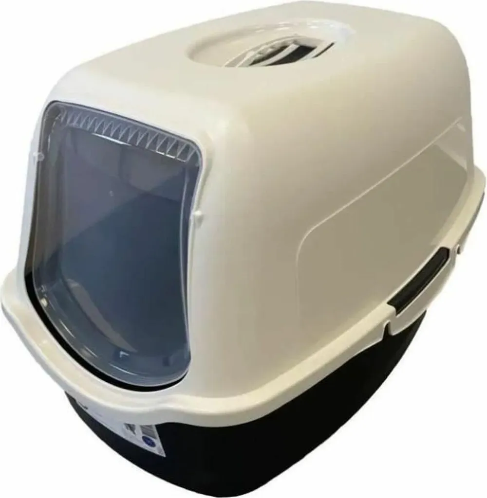 Bac à litière Petdesign bicolore - Large bac pour chats blanc et noir