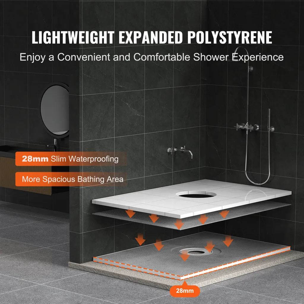 Aménager une Douche Large 1524x965 mm Kit Complet de Pose avec Drain