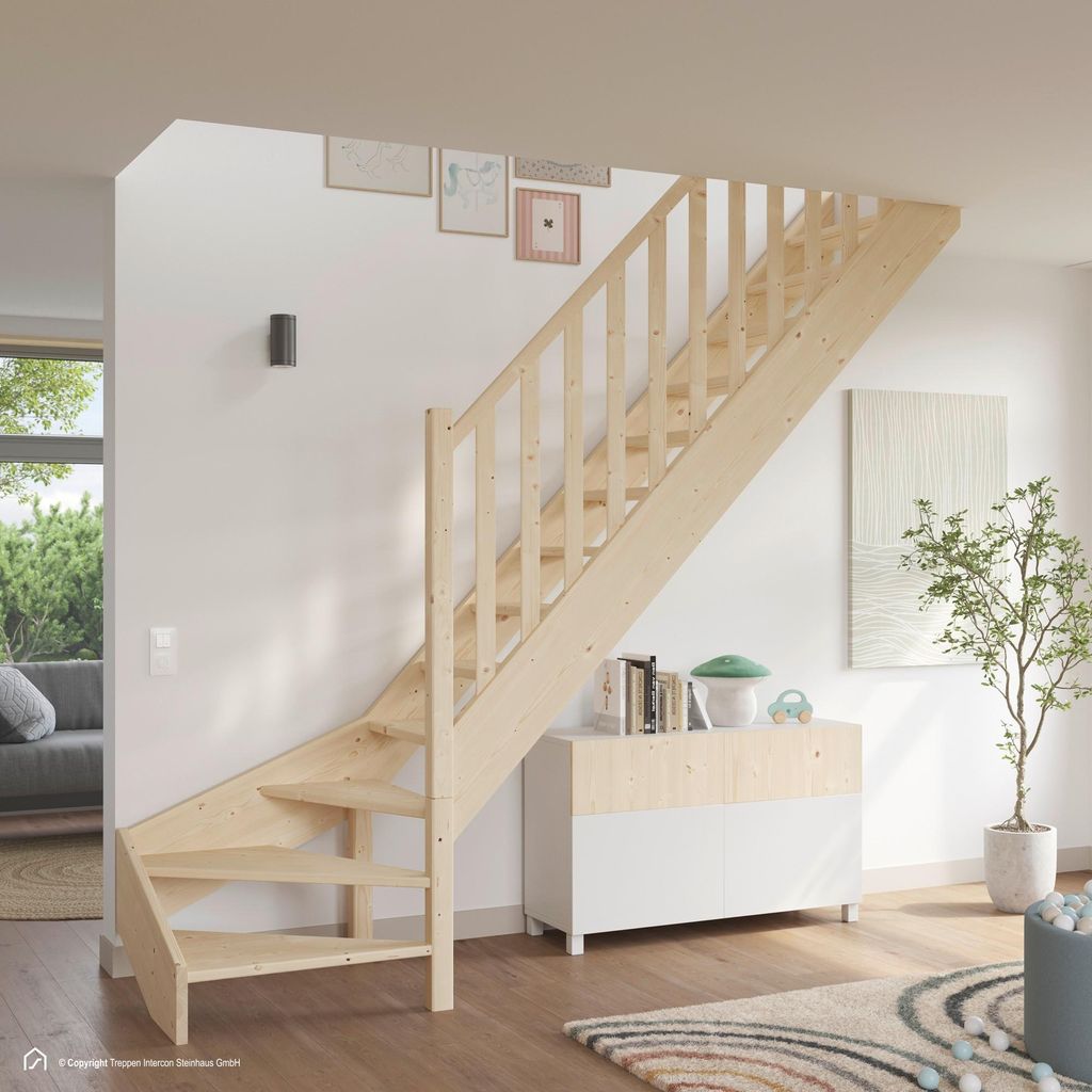 Holztreppe Intercon Casablanca | Fichte | 1/4 gewendelter Produktbild 