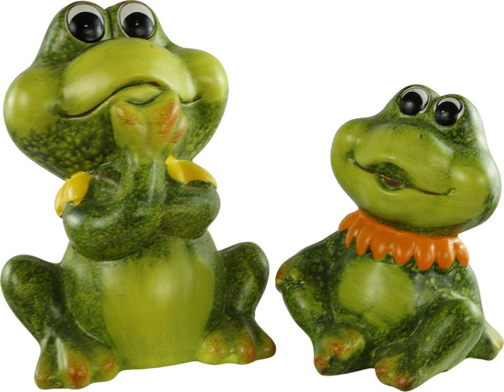 Frosch mit Kragen gelb 2er Set - Dekofigur
