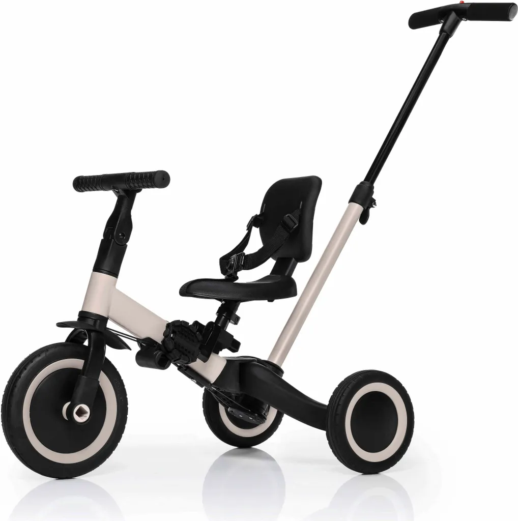 Tricycle Bébé ZOPA Rasoir 3 en 1 pour Balades Extérieures Beige Ivoire