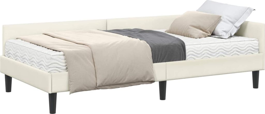 vidaXL Eckbettgestell mit Matratze Sonstiges 2 pcs Creme Samt