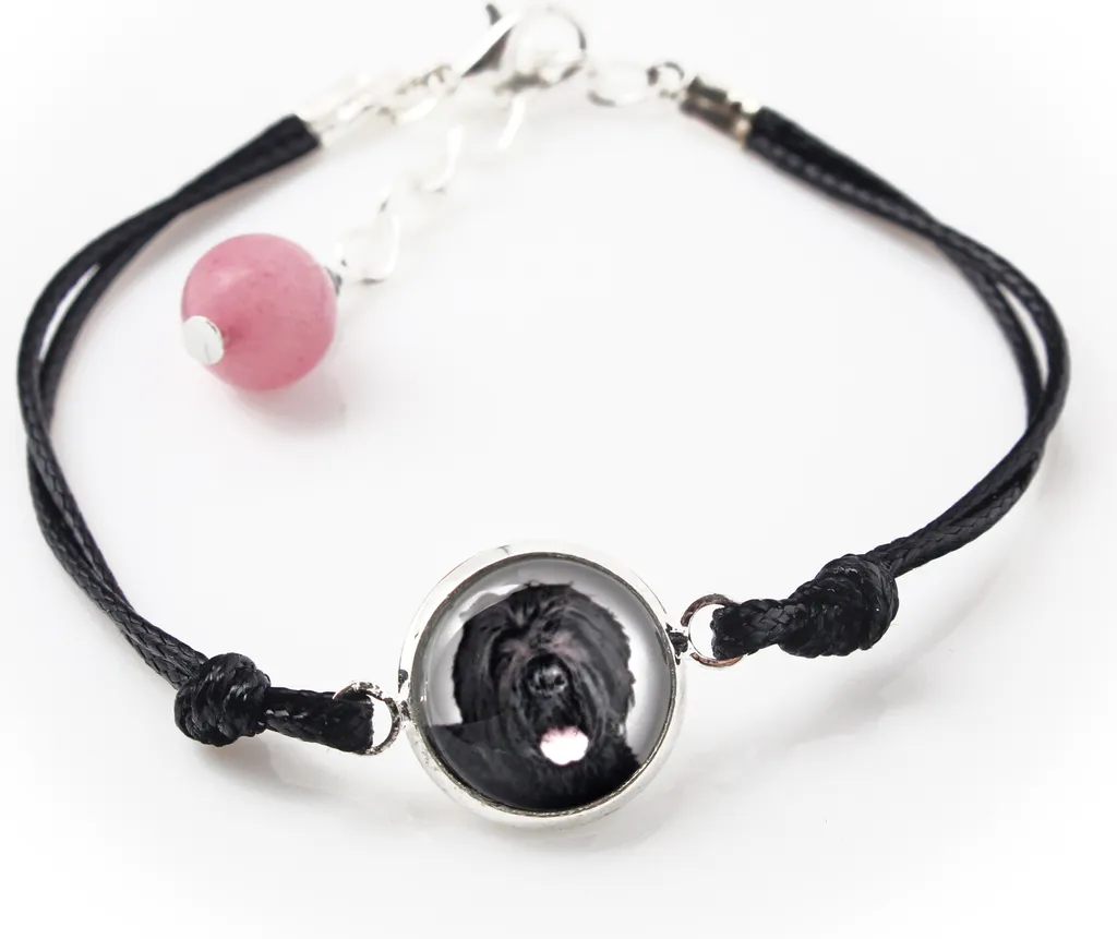 Bracciale Terrier Russo Nero con Foto - Art-Dog Gioiello Unico Fatto a Mano