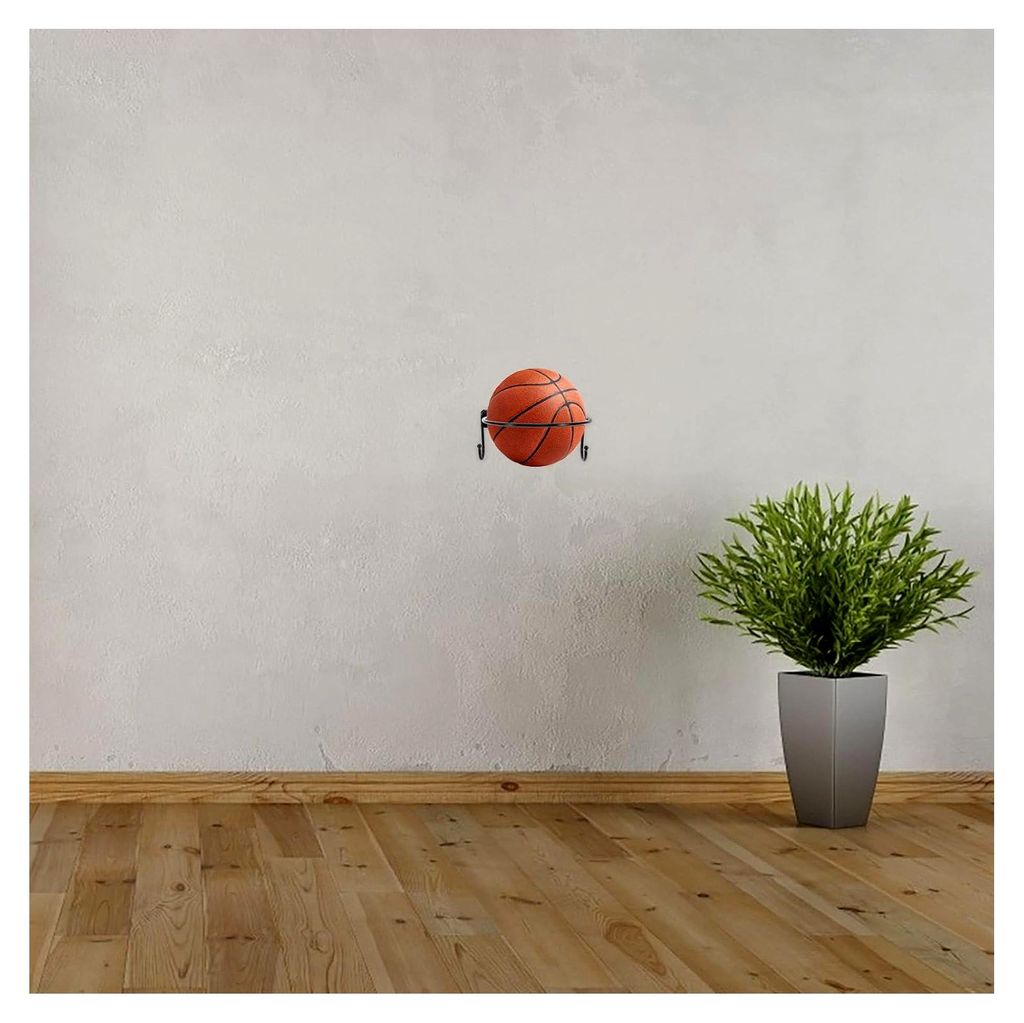 Wandmontierter Ballständer aus Metall mit 4 Haken zur Aufbewahrung von Basketball- und Volleyballbällen für Sport und Freizeit
