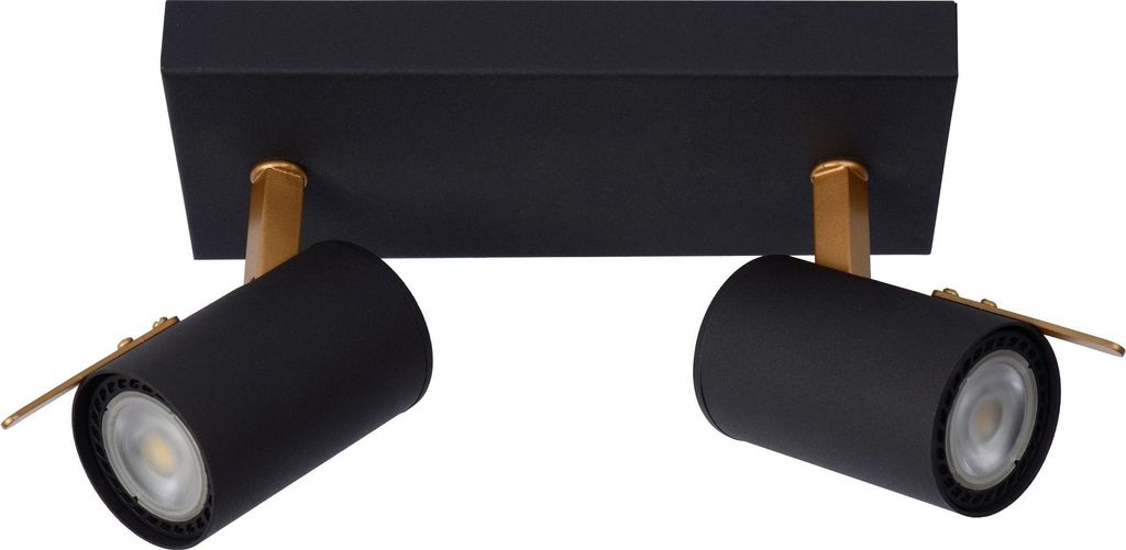 Spot Strahler Metall GU10 2200 K warmweiß 700 lm verstellbar in Schwarz Messing 2-flammig länglich Modern