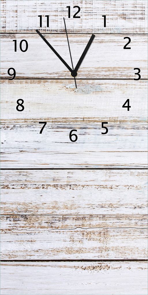 Wallario Design Wanduhr bedruckt, Größe 30 x 60 cm, Motiv: Helle Holzstruktur - Muster - Alter Dielenfußboden