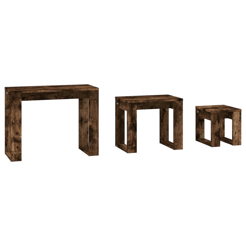 "WINTER SALE"Sofatisch/Beistelltische - elegante Design - WSatztische - 3er-set - multifunktional& Moderne - Räuchereiche Holzwerkstoff - für Woh...