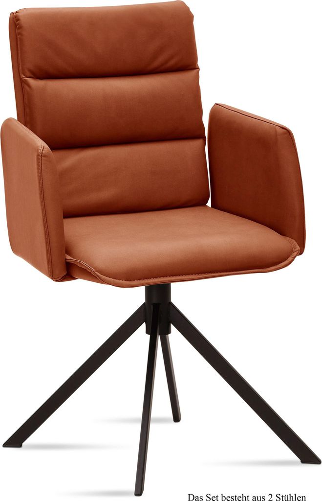 Armlehnstuhl (2er-Set) Dulci 52x92x60 Schwarz/Cognac
