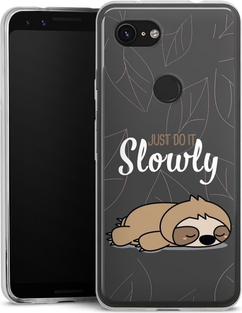 DeinDesign Slim Hülle für Google Pixel 3a Silikon Case Ultra Dünn Handyhülle Faultier Sprüche lazy sunday