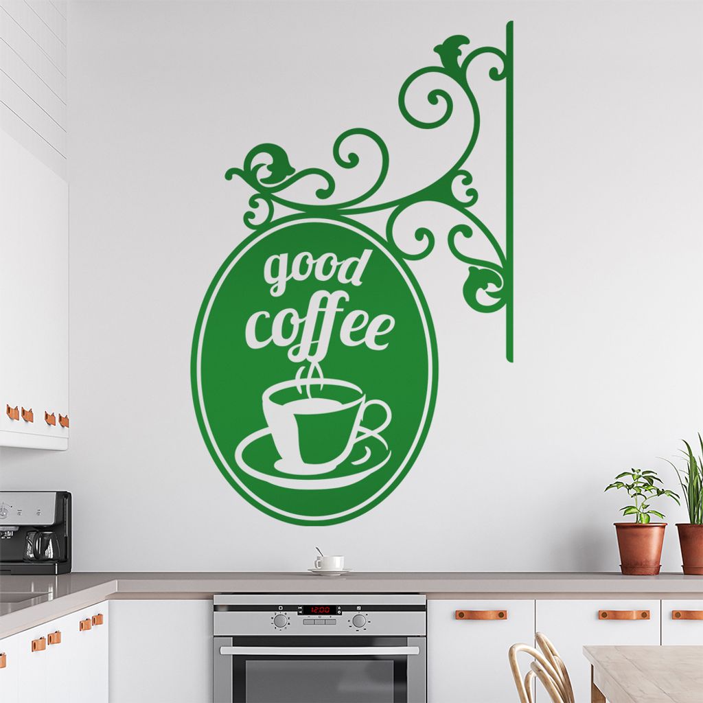 good coffee sign Wandtattoo in 6 Größen - Wandaufkleber Wall Sticker - Dekoration, Küche, Wohnzimmer, Schlafzimmer, Badezimmer
