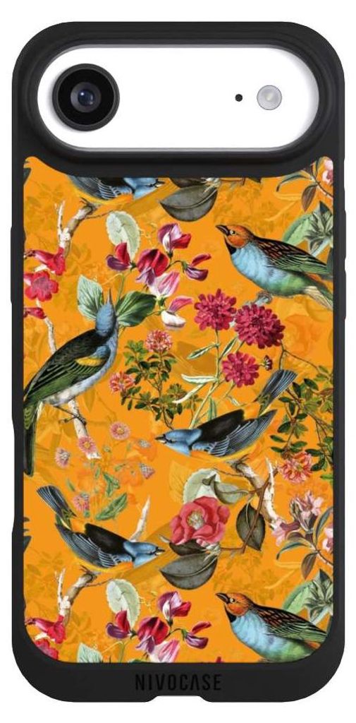 NIVOCASE Handyhülle für Apple iPhone Air Hülle NIVOpure Case Schwarz Blumen Dschungel Vogel
