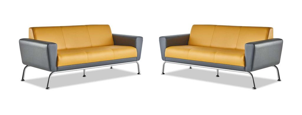 Couch Sofas 3-Sitzer Gelb Grau Ledersofas Modern Sofa-Set Dreisitzig
