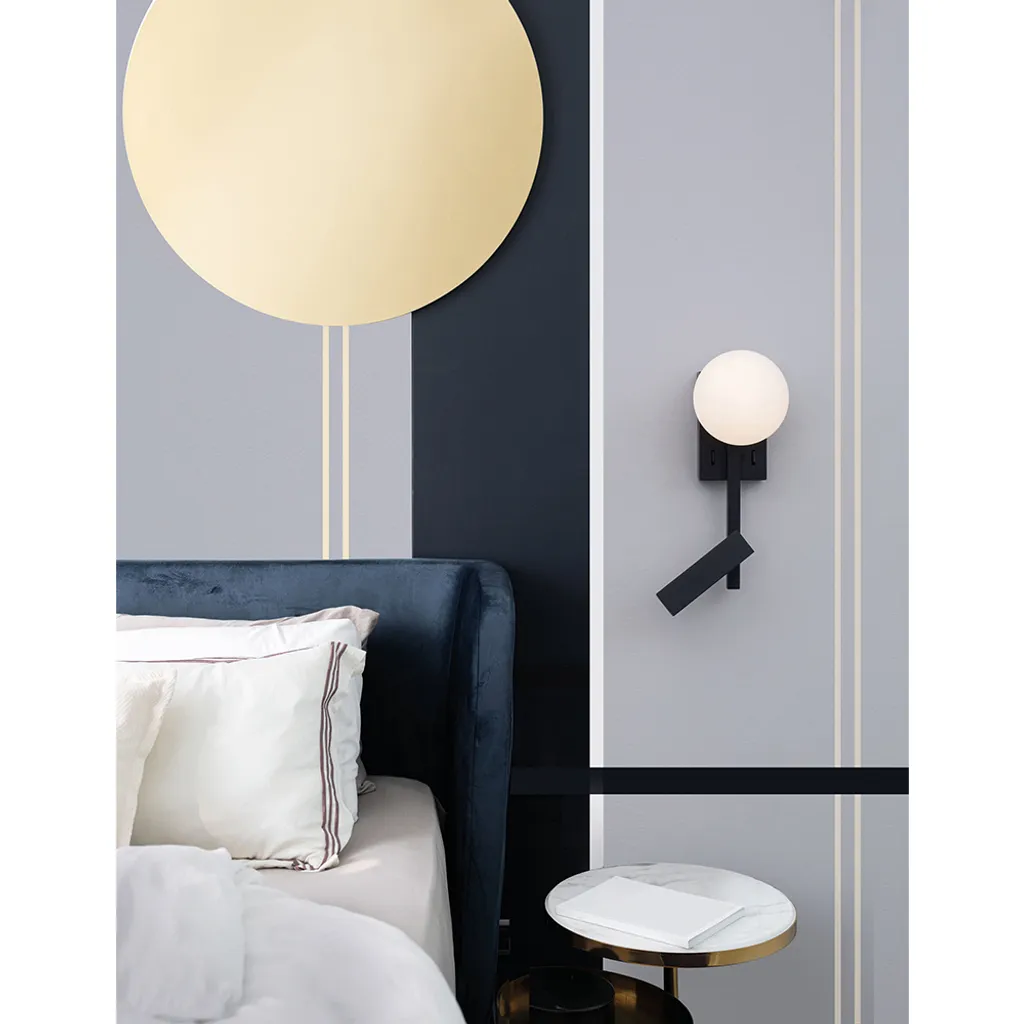 Applique LED Joline Noir Sable Finition Verre - Éclairage Chic Nova Luce - 2