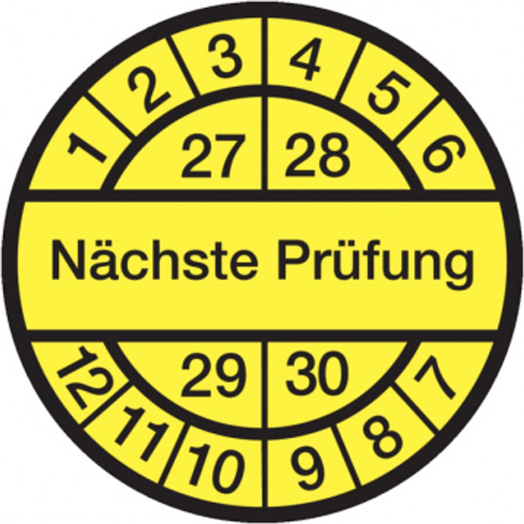 Dreifke Aufkleber Prüfplakette, Nächste Prüfung, gelb/schwarz, Folie, Ø 30 m...