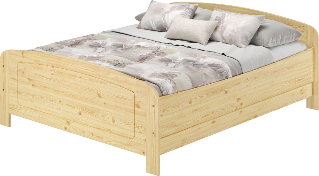 Extra hohes Holzbett 160x200 Massivholzbett Kiefer Zubehör wählbar V-60.44-16ohne Zubehör
